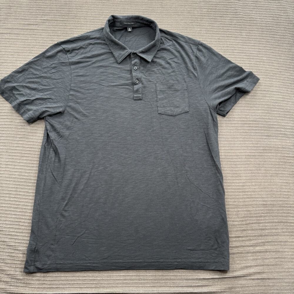 TravisMathew Polo Shirt Mens XL Gray‎ Performance Stretch Pocket Casual Golf